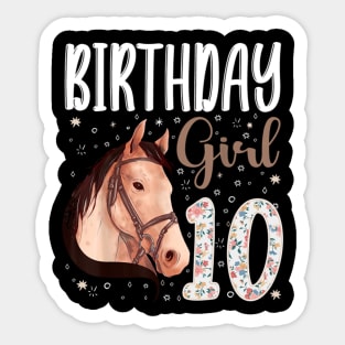 Horse Animal Lovers 10th Birthday Girl Sticker